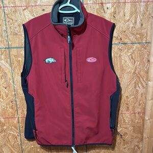 Drake Red and Black Fleece Vest with Stand-Up Collar